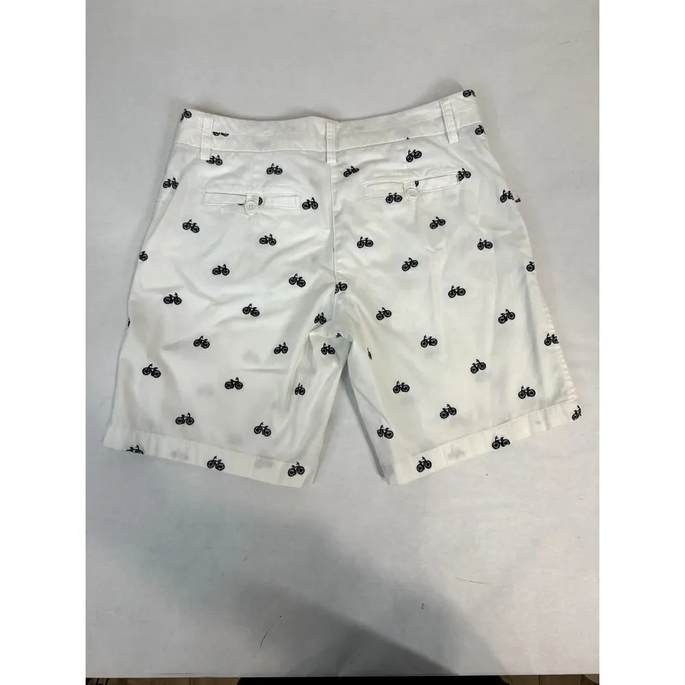 British Khaki Bicycle Print Chino Shorts 97% Cotton - Women Size 4
